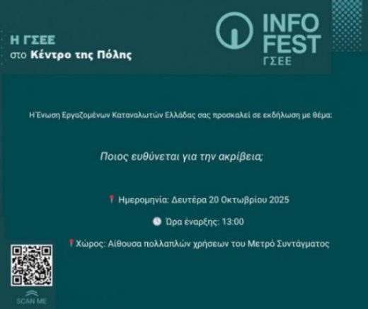 Εκδήλωση με θέμα: «Ποιος ευθύνεται για την ακρίβεια;»
