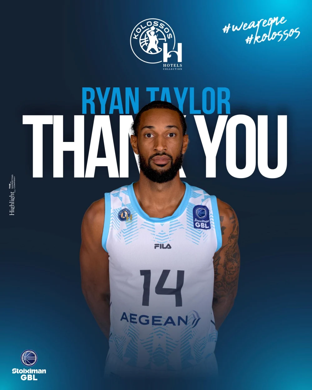 Παρελθόν από τον Κολοσσό Ρόδου ο Ράιαν Τέιλορ