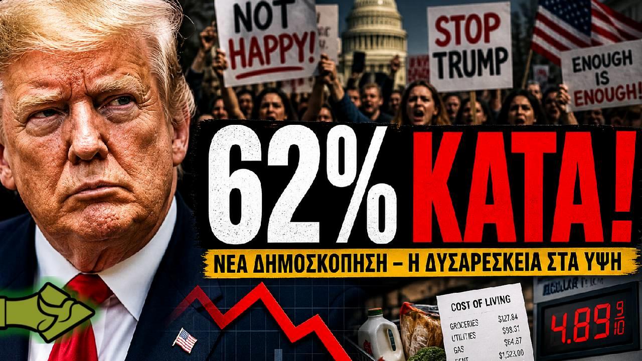ΤΡΑΜΠ: Πτώση δημοτικότητας στο 62% – Τι δείχνει η νέα δημοσκόπηση